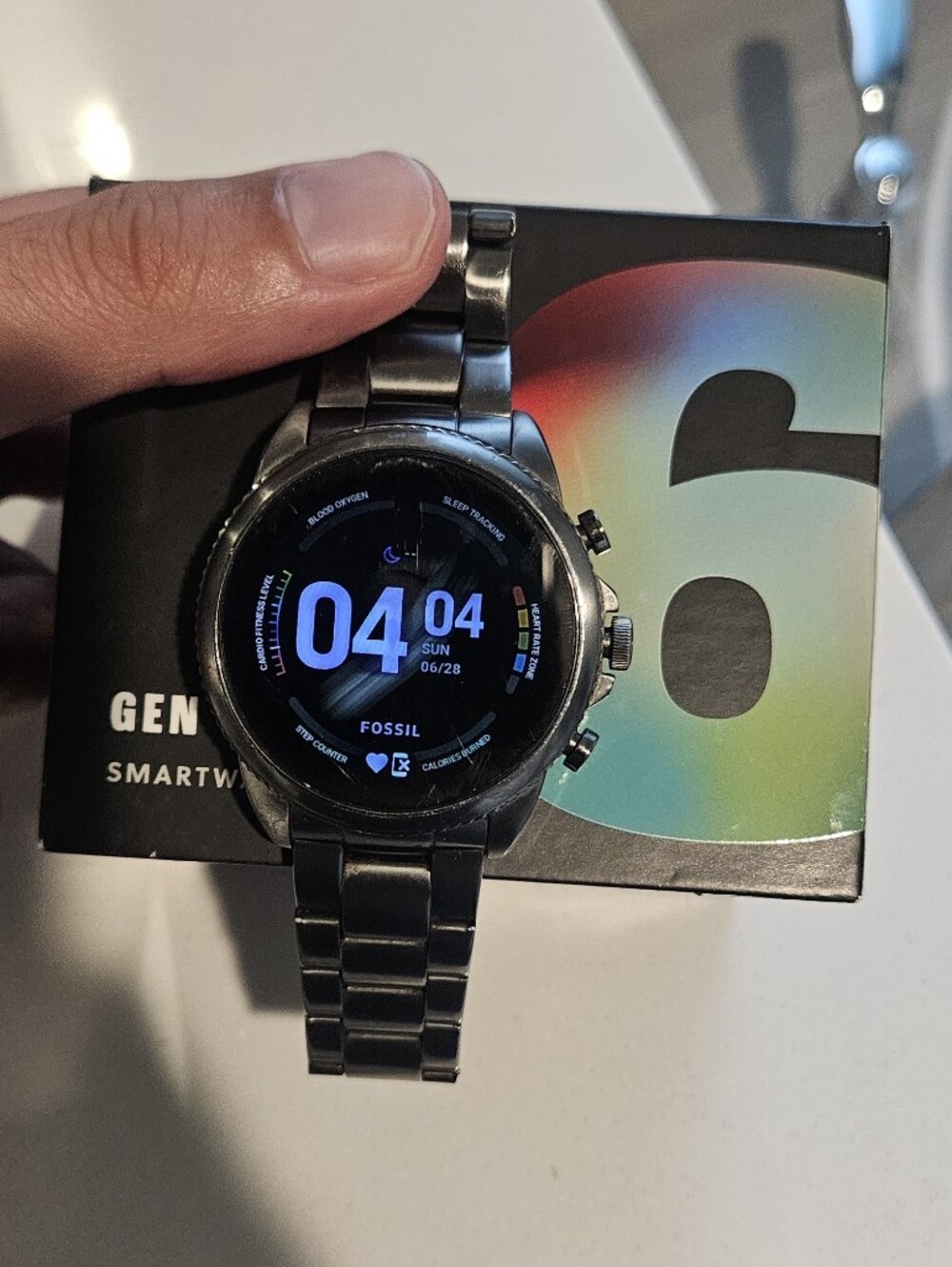 Fossil Black Stainless Steel Smartwatch with Digital Display